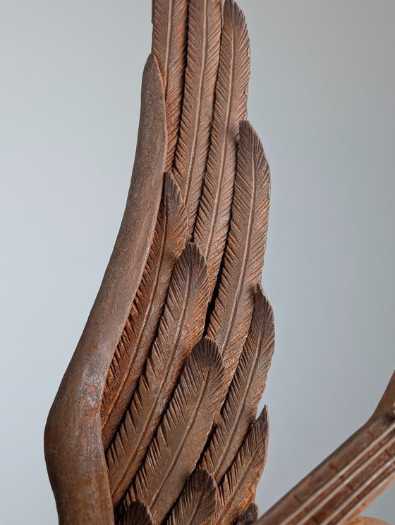 Image 1 of Sculpture d'ange en fer forgé de style néo-Renaissance espagnole, jouant du luth, vers 1900