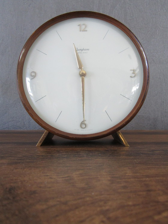 Image 1 of Sixties Junghans ATO-MAT Teak Desk Clock