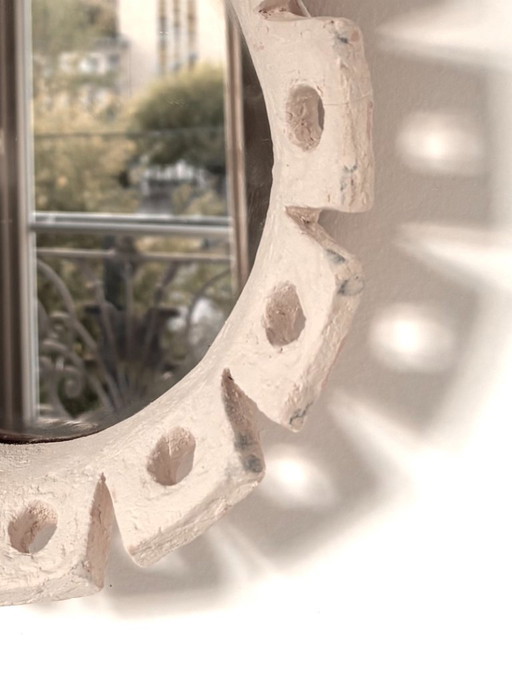 French contemporary ceramic mirror, "Fiore" by Renzo Maar