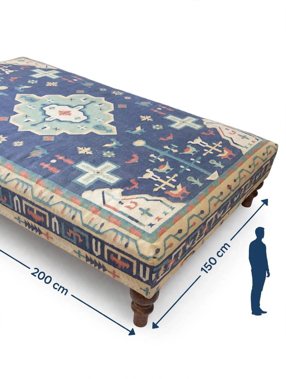 Ottoman Kelim XXL coffee table daybed pouf footstool 200 cm – Textile (photo 3 of 13)