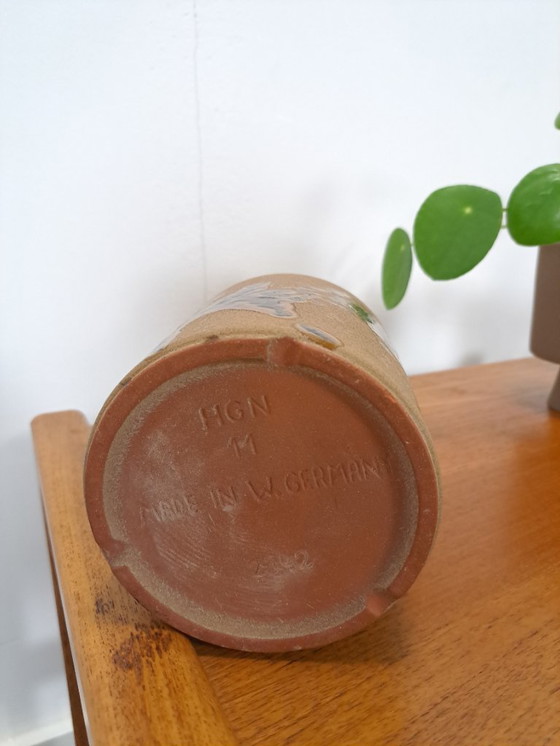 Image 1 of Pot de fleurs en céramique marron Allemagne de l'Ouest