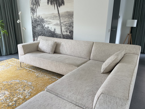 Bloq bank met chaise longue en hocker (stof: Stanton 40 biscuit)