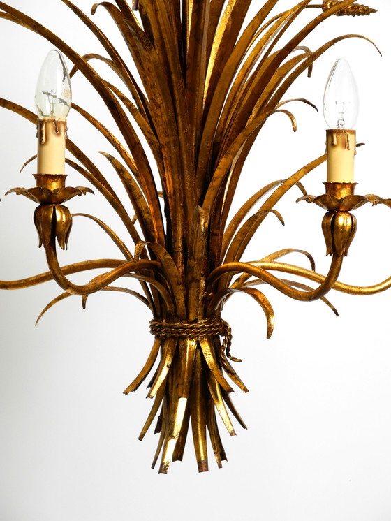 Image 1 of Beautiful Huge 1970S Gold-Plated 5-Arm Tall Metal Chandelier By Hans Kögl