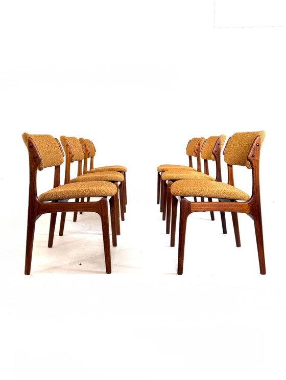 6x restored Dining chairs, Erik Buch ‘60 – Wood, Textile (photo 8 of 15)