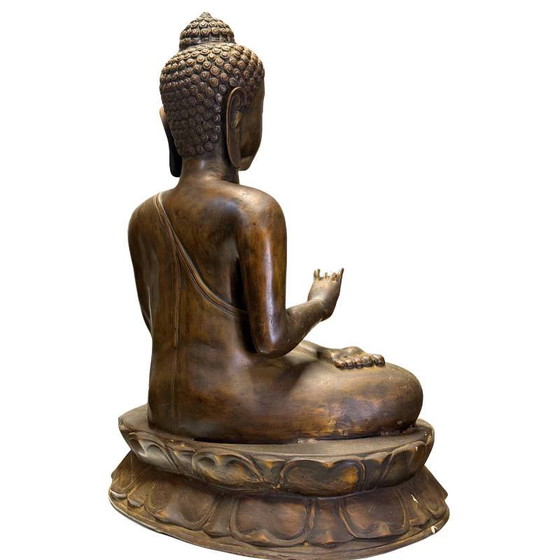 Monumental Javanese Bronze Buddha – Vitarka Mudra – 58 cm – 8.5 kg – Sculpture (photo 4 of 10)
