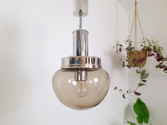 Image 1 of Elegante lampadario vintage con vetro fumé