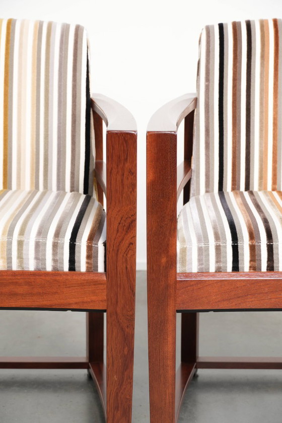 Image 1 of 4 sillas de comedor exclusivas de diseño Art Déco de Schuitema, pertenecientes a la serie Decoforma, con tapicería de tela de lu