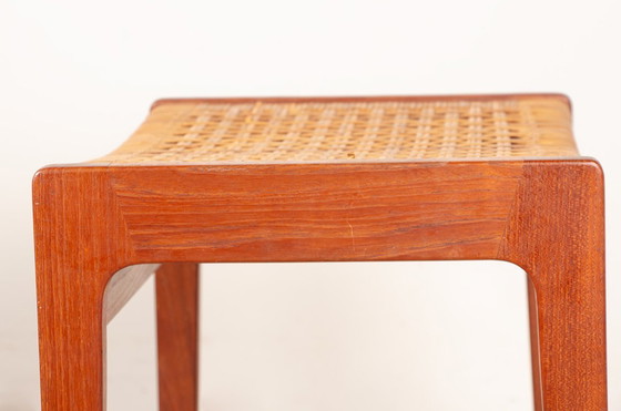 Image 1 of Coppia di sgabelli danesi in teak e paglia di Peter Hvidt, 1960.