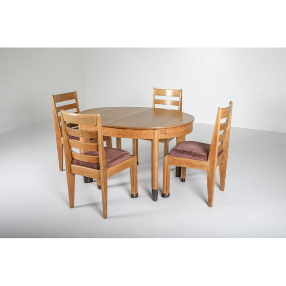 Image 1 of Vintage oval rationalist oak dining set, Low Countries 1920