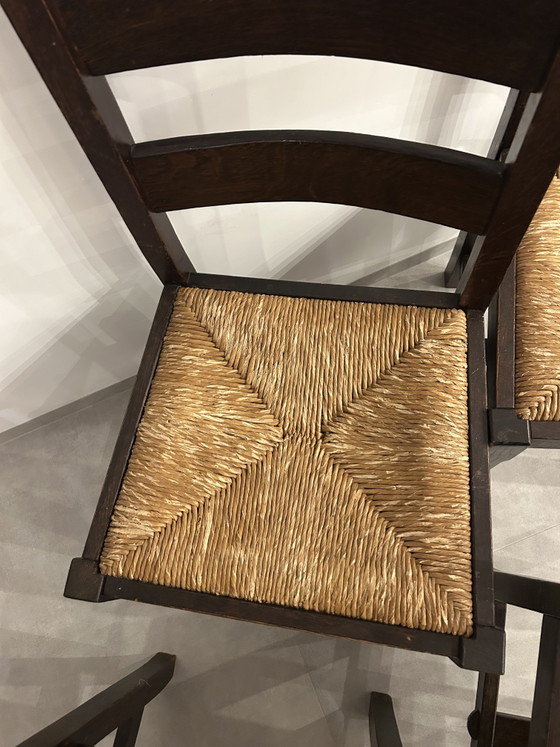 Image 1 of 4x Brutalistische ladderback stoelen