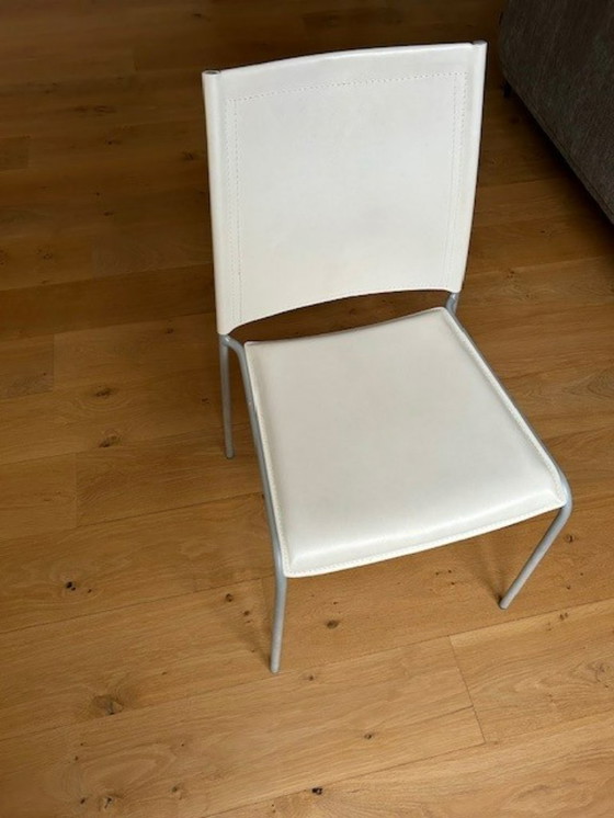 Image 1 of set of 6 white dining chairs
