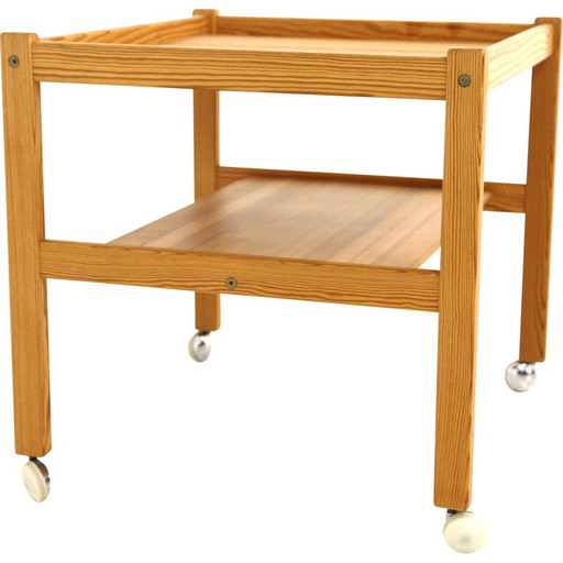 Mesa de servicio vintage de pino de Yngve Ekström, Suecia, años 70