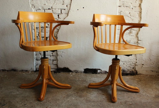 2 chaises de bureau vintage en bois Thonet