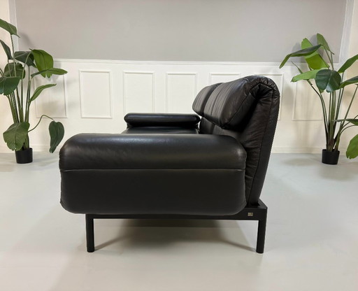 Rolf Benz Plura 380 Sofa Chaise Lounge Leather Sofa Couch Black