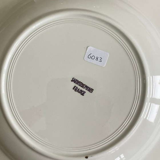 Image 1 of 6 antique earthenware soup plates from the French factory in Sarreguemines