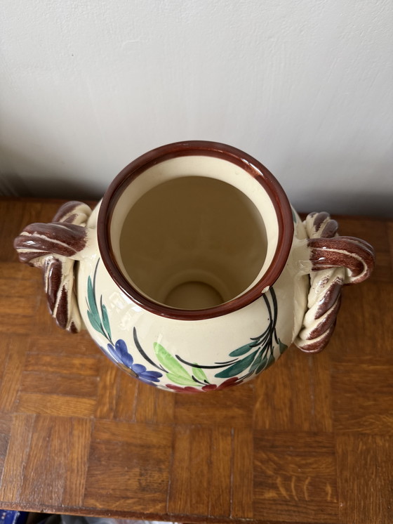 Image 1 of Handbemalte Keramikvase mit Blumendekor