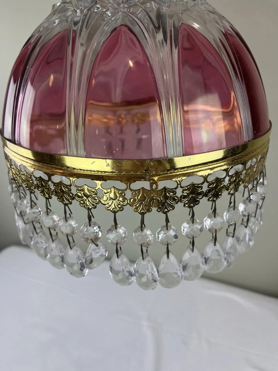 Suspension en verre taillé avec pampilles – Crystal, Glass, Art Deco (photo 5 of 10)