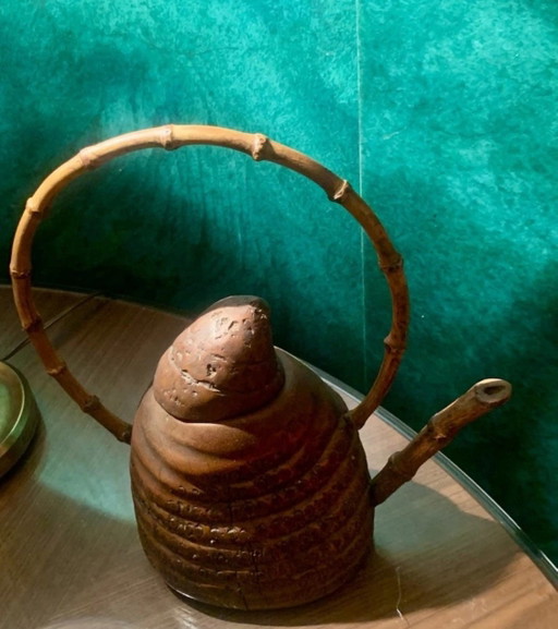 Rare Théière Sculptée En Racine De Bambou - Ère Meiji - Fin XIXe Début XXe – beeldhouwkunst, Bamboo (photo 2 of 13)