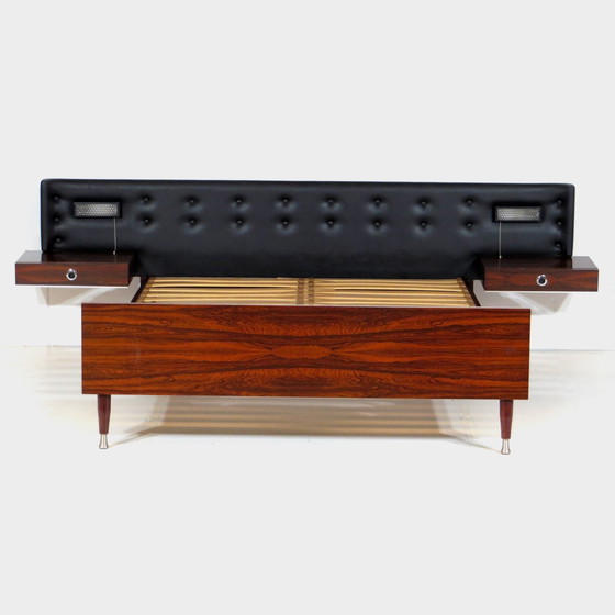 Image 1 of Vintage double bed with floating nightstands, 1960s