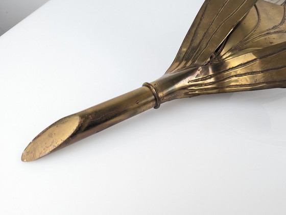 Image 1 of Applique da parete in ottone con motivo floreale a foglia, stile Hollywood Regency, anni '60