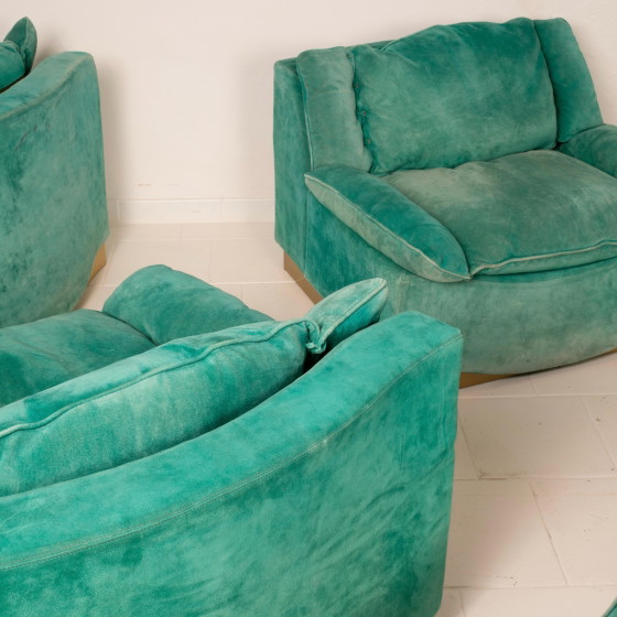 Set van 3 Stropiccio Fauteuils van Luciano Frigerio voor Frigerio di Desio, 1970 – Modulaire banken, Suede (photo 5 of 18)