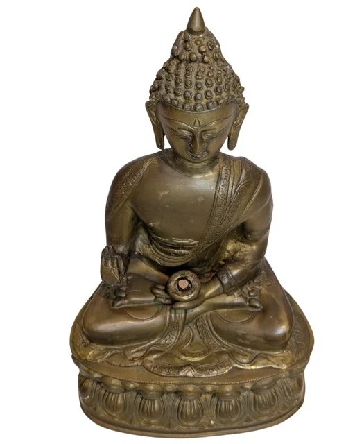 Antiek vuurverguld bronzen Boeddhabeeld – Himalaya, 19e eeuw – Beeldhouwkunst, Gold (photo 9 of 12)