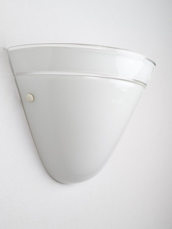 Image 1 of Paire d'appliques murales en cristal blanc de Murano Due, Italie, années 1980