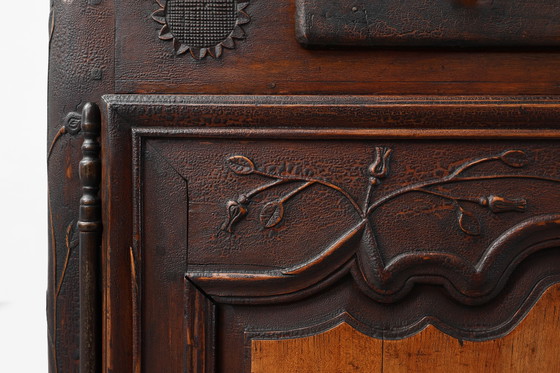Image 1 of Rare French provincial carved cabinet or buffet with great patina, dated 1841