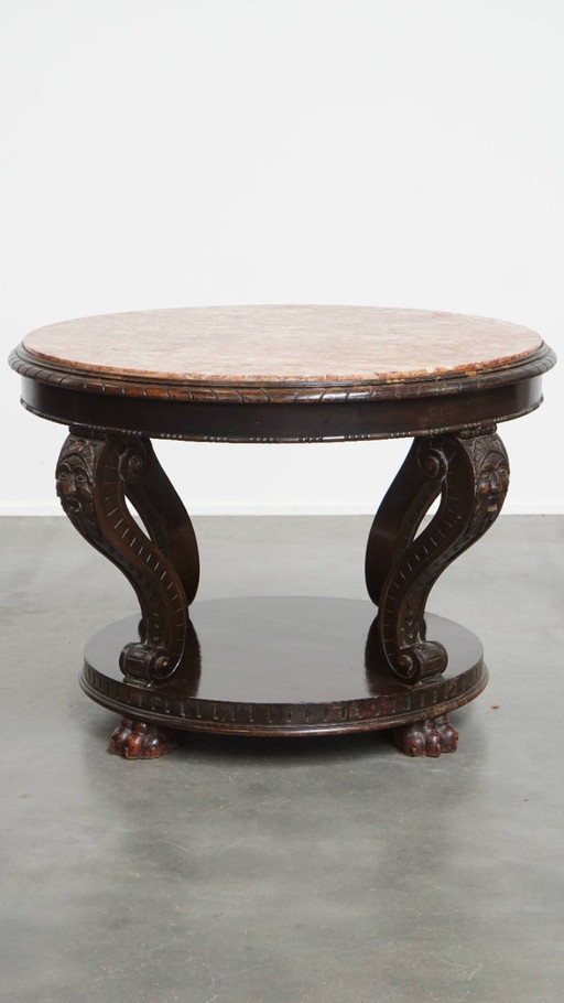 Antique French side table from the early 1900s with a marble top