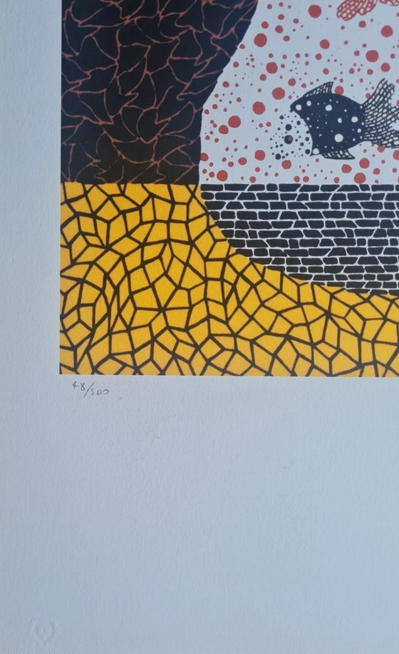 Image 1 of D'après Yayoi Kusama, Poisson rouge, Lithographie, années 1990