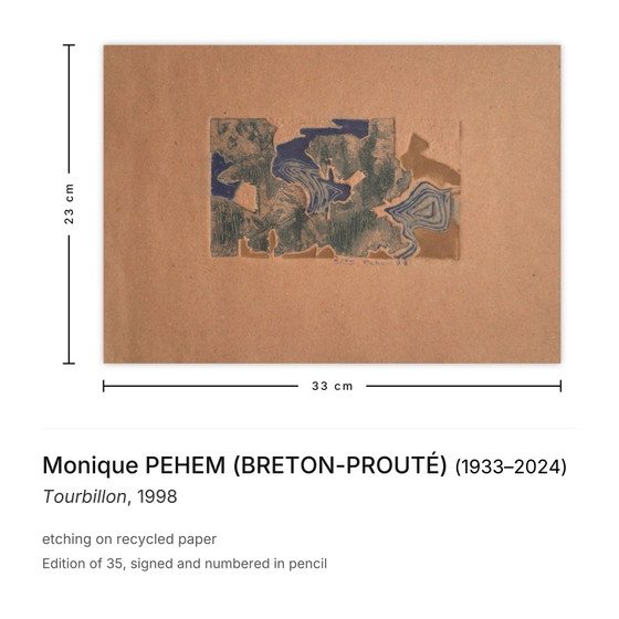 Image 1 of Monique PEHEM (BRETON-PROUTÉ) Tourbillon Signierte Radierung 1998