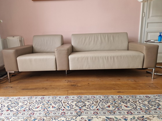 Image 1 of 3 Zits leren design bank, bankstel. Als nieuw.