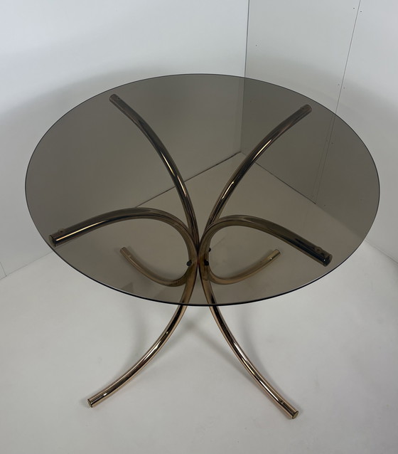 Image 1 of Gastone Rinaldi design vintage dining table round brass/glass