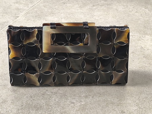 Mid-Century Stil geometrische Lucite Clutch/Handtasche Schildpatt-Motiv Blickfang