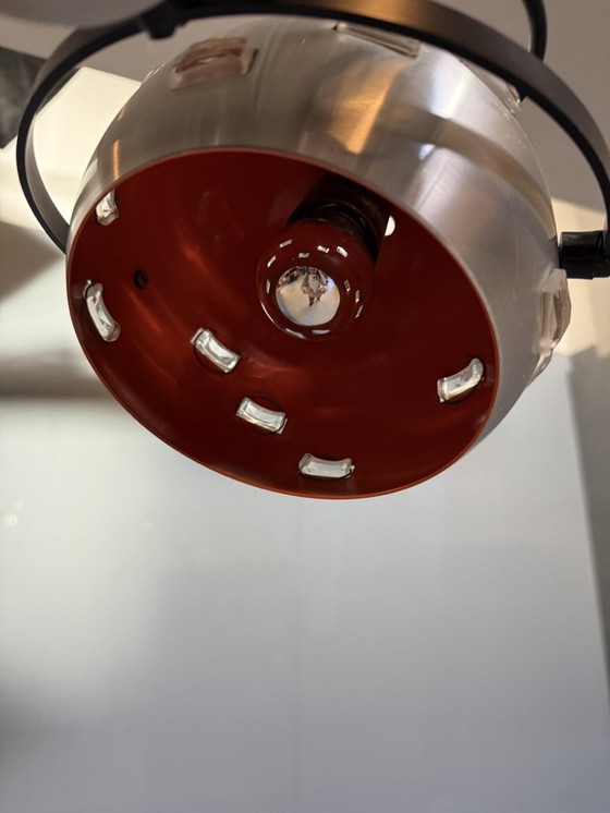 Image 1 of Eyeball Space Age Hanglamp Zilver En Oranje Vintage