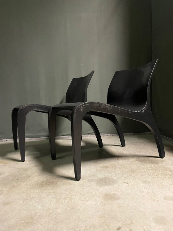 Paire de chaises longues sculpturales en contreplaqué, Lente, Fauteuils d'appoint, Bois, Noir, Modern (photo 8 sur 9)