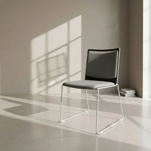 Viasit Klikit kuip, zwart; frame, zilver; vilten glijders; zittingbekleding, rugleuning, grijs.