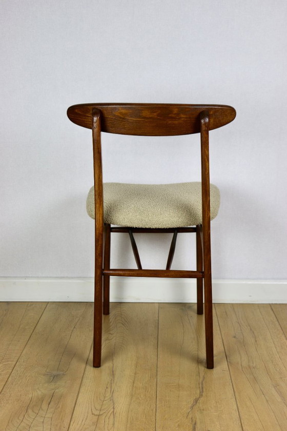 Image 1 of Hałas vintage chairs beige boucle - set of 3