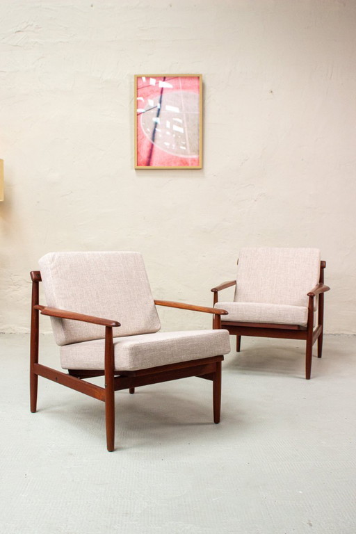 2 poltrone vintage in teak, poltrona danese di metà secolo, anni '60