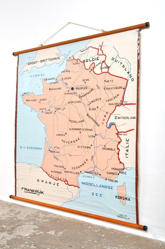 Image 1 of Vintage Painted Map of France, 1950s