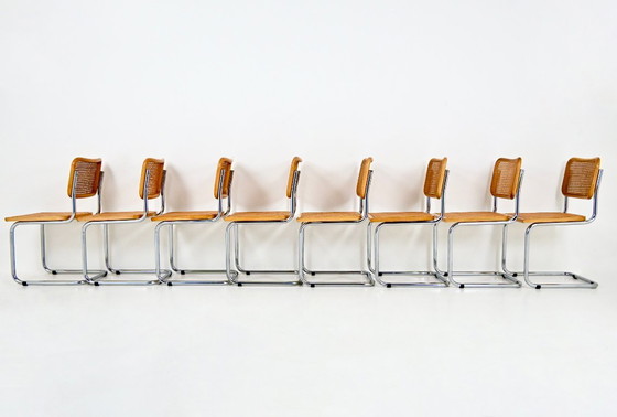 Image 1 of Eetkamerstoelen Stijl B32 van Marcel Breuer, Set van 8