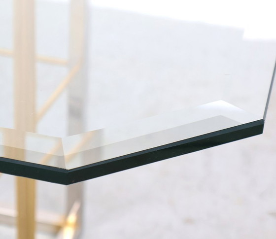 Image 1 of Vintage brass and glass dining table, 1970s