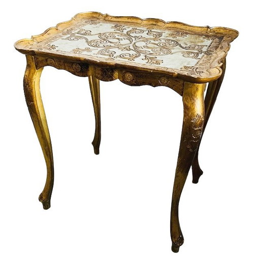 Vintage Florentine gold Hollywood Regency side table 1970s