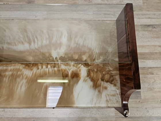 Paar Nachttische aus Mahagoni im Mid-Century-Stil der 1960er Jahre mit doppelten Glasplatten – Wood (photo 11 of 21)