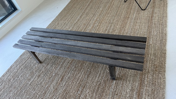 Image 1 of Lange teakhouten bank uit het midden van de eeuw - -teakhout -Scandinavisch design - jaren 60
