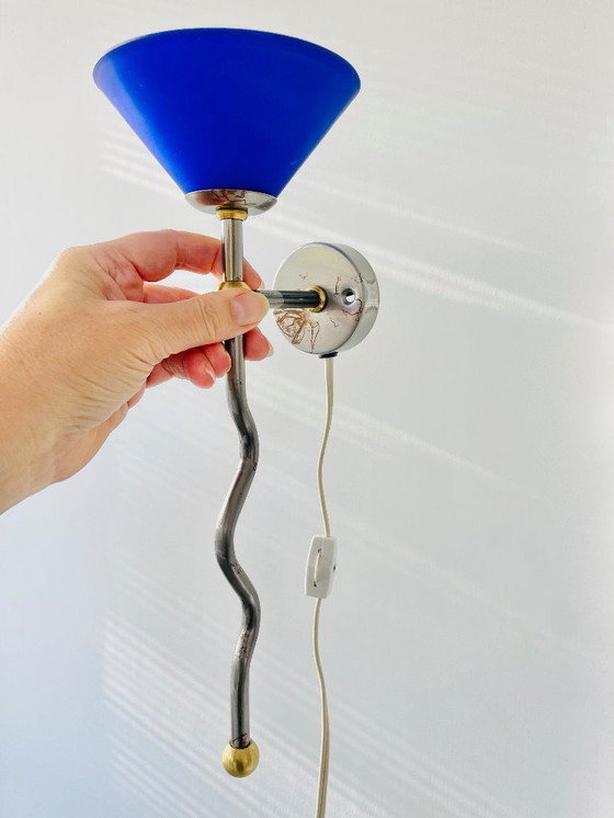 Image 1 of 2x vintage design LAMPS Belid blue PostModern 80s 90s retro