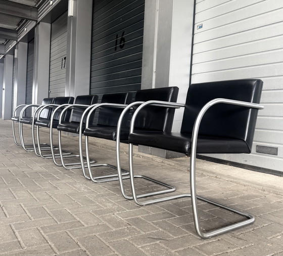 Image 1 of 6 sedie Brno di Mies van der Rohe, Fasem, in pelle nera