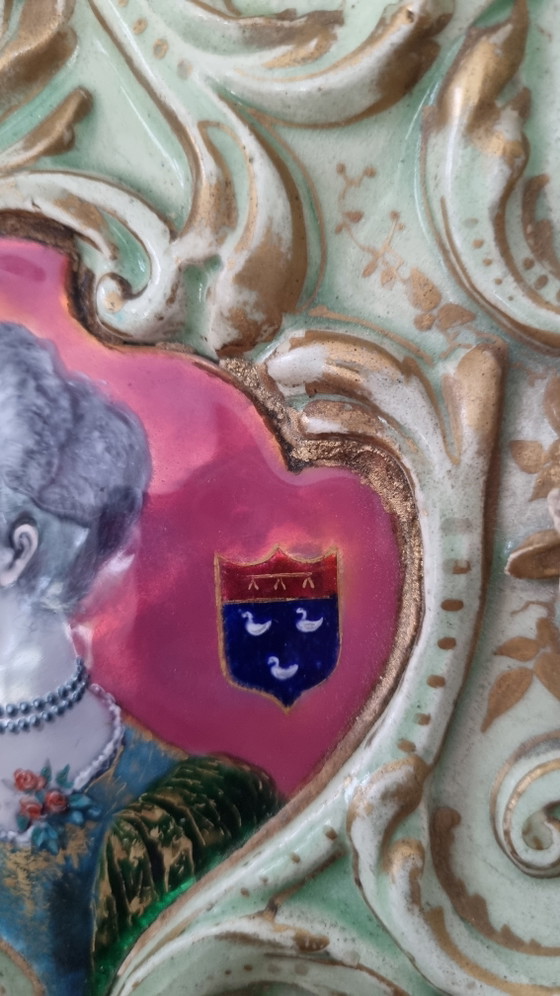 Antico piatto da muro in maiolica rococò, Francia XIX secolo, Édouard Gilles – Decorazioni murali, Ceramic (photo 6 of 15)