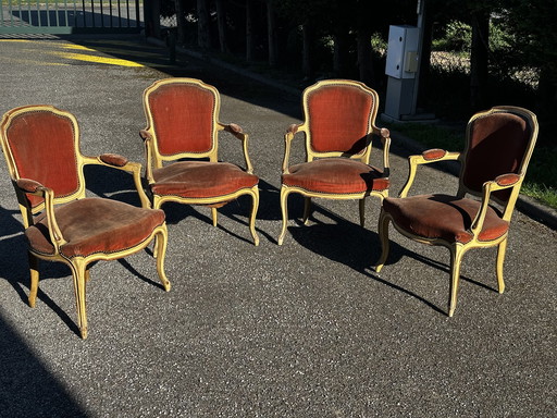 Set di 4 poltrone cabriolet in stile Luigi XV