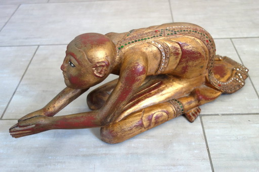 Statue of a Burmese Buddhist monk in prayer, 19th century #2